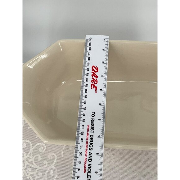 Longaberger Ivory‎ Octagonal Ceramic Vegetable Bowl Baking Dish 7.5x13.25x4" - Picture 5 of 7